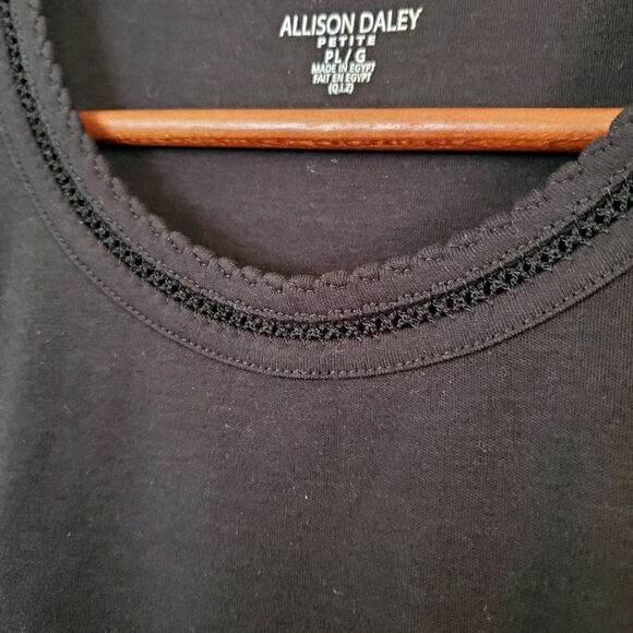 Allison Daley Black Tanktop Women's Petite Large Mesh Neckline Minimalist Witchy - Picture 5 of 7